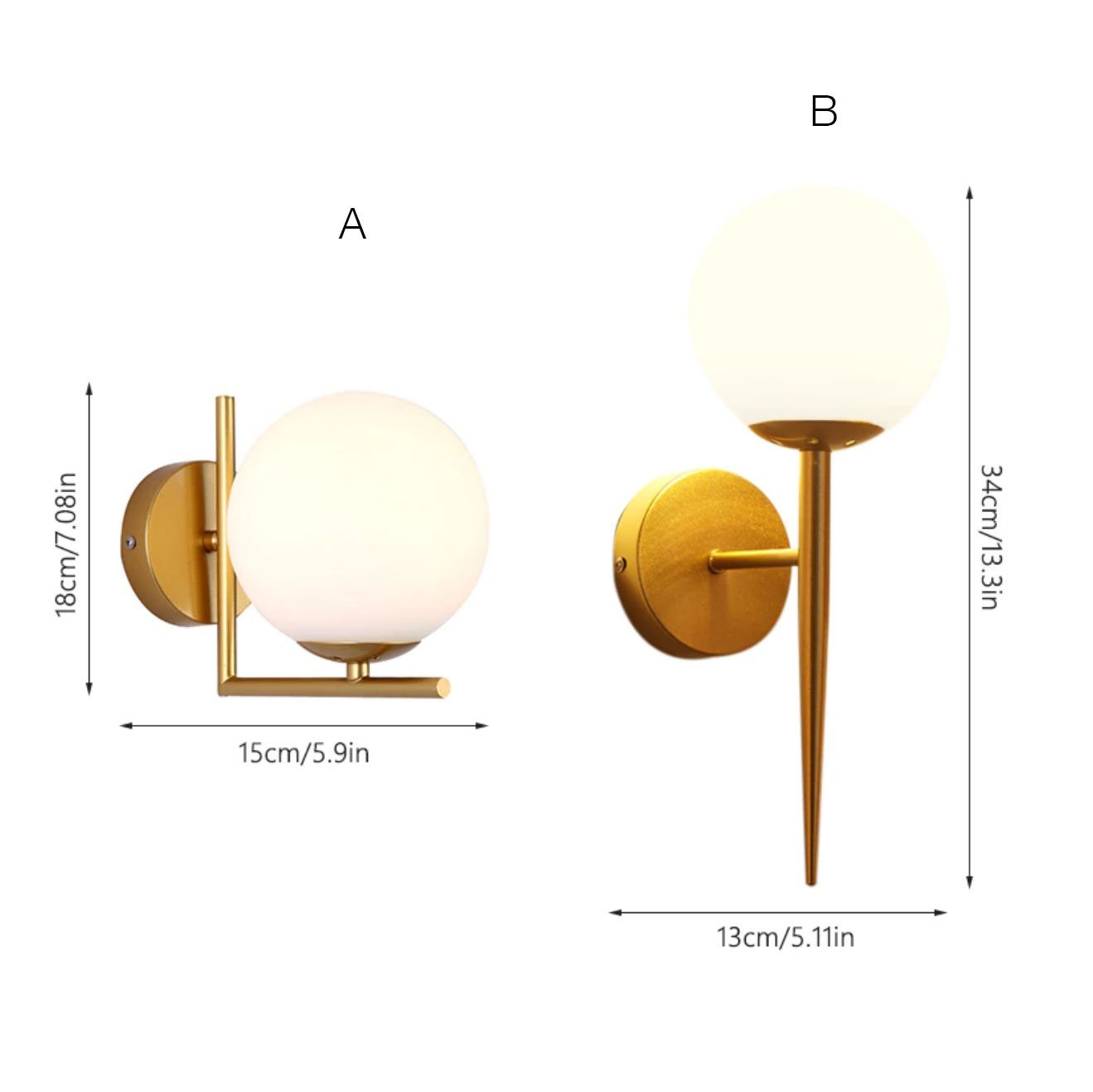 Modern Black & Gold Wall Light - Nordic Side - 