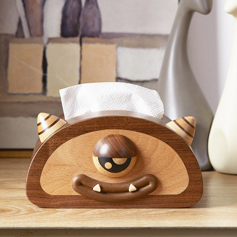 MonstroEye Wooden Tissue Box