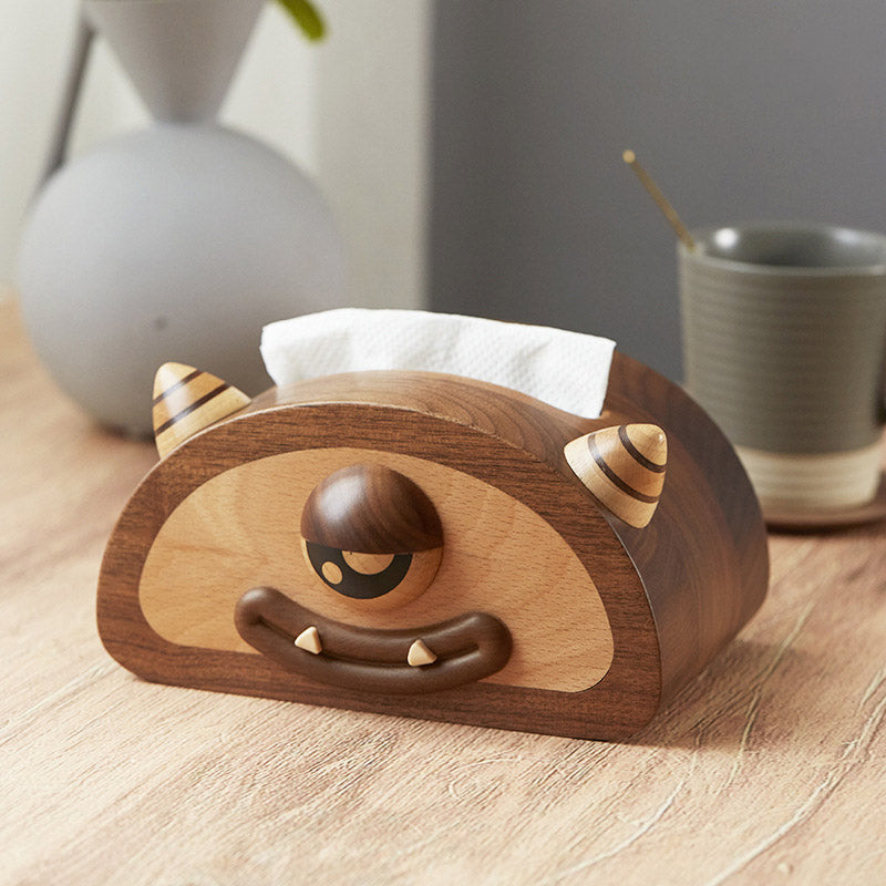 MonstroEye Wooden Tissue Box