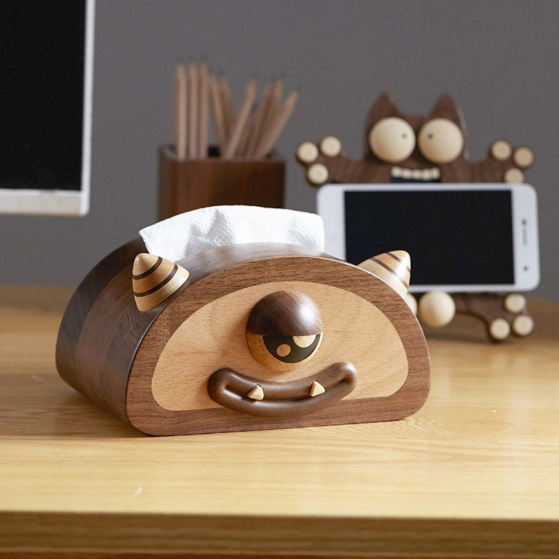 MonstroEye Wooden Tissue Box