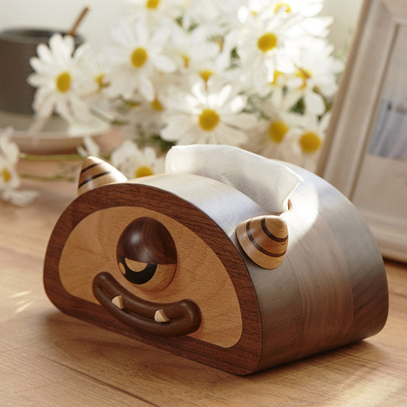 MonstroEye Wooden Tissue Box