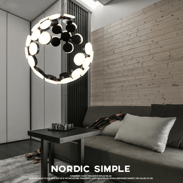 Moon LED Chandelier - Nordic Side - architecture, arcitecture, art, artist, contemporaryart, decor, decoration, design, designer, designinspiration, edison, grey, home, home decor, home decor