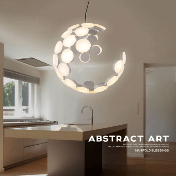 Moon LED Chandelier - Nordic Side - architecture, arcitecture, art, artist, contemporaryart, decor, decoration, design, designer, designinspiration, edison, grey, home, home decor, home decor