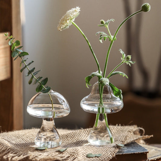 Mushroom Glass Flower Vase Decor