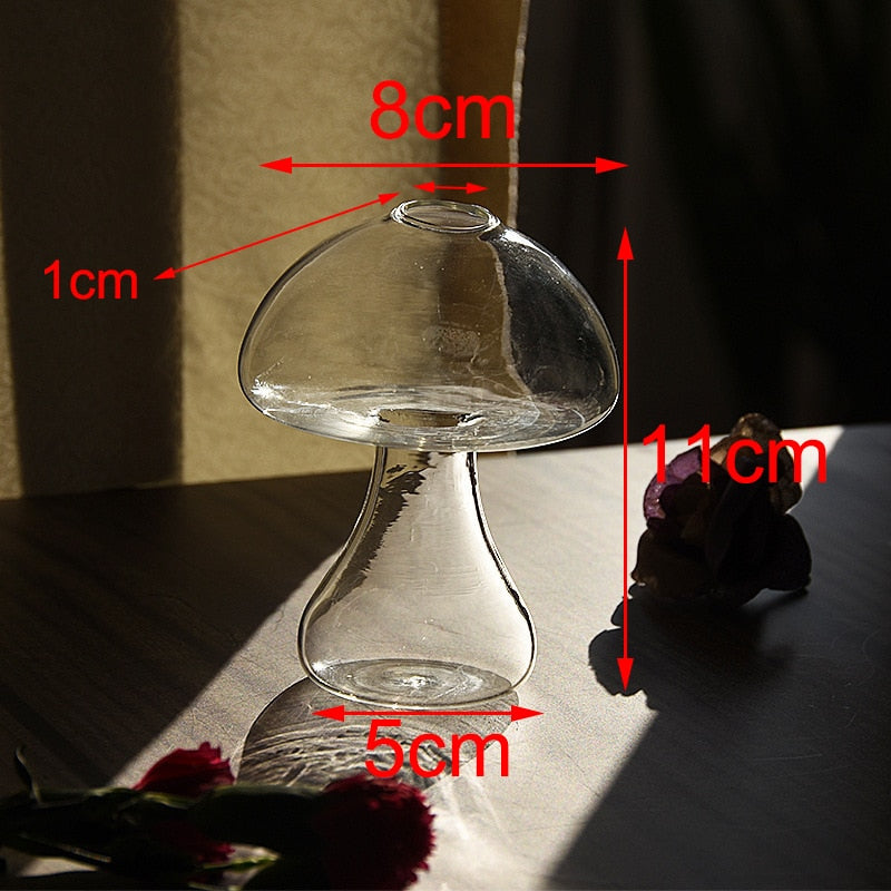 Mushroom Glass Flower Vase Decor