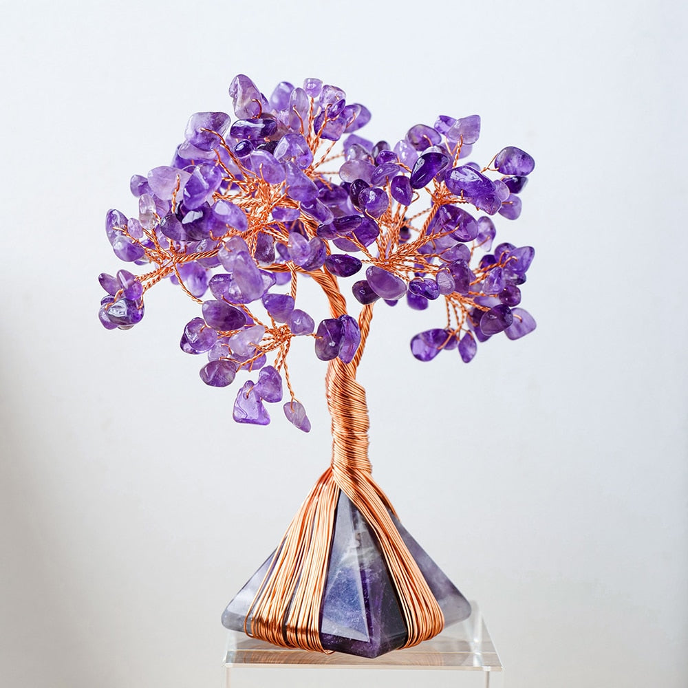 Natural Gemstone Pyramid Tree Decor