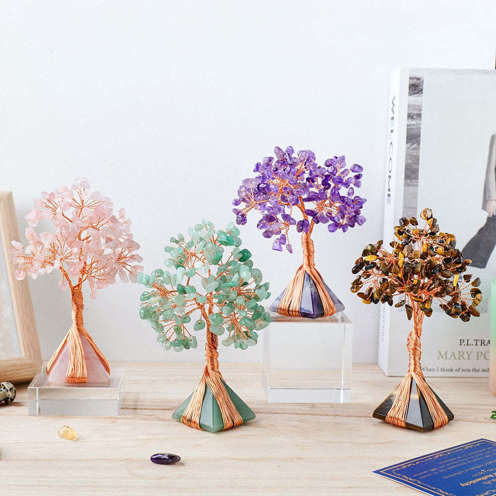 Natural Gemstone Pyramid Tree Decor