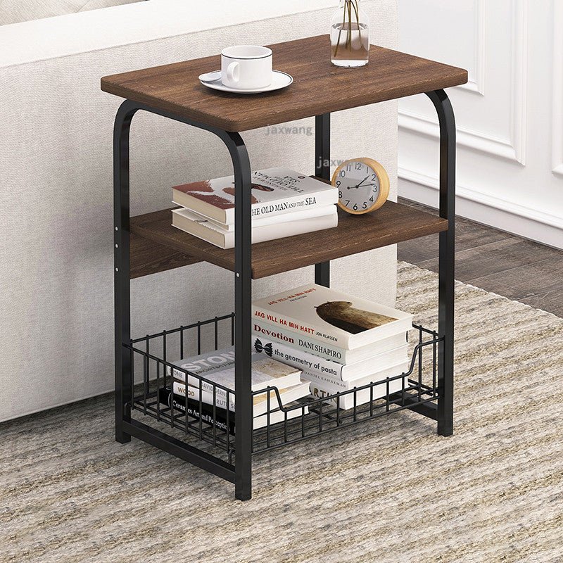 Metal Side Table with Storage