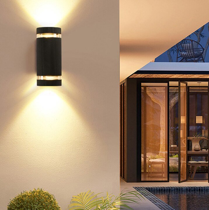 Modern Black Outdoor Aluminum Waterproof LED Wall Mounted Lamp For Villa