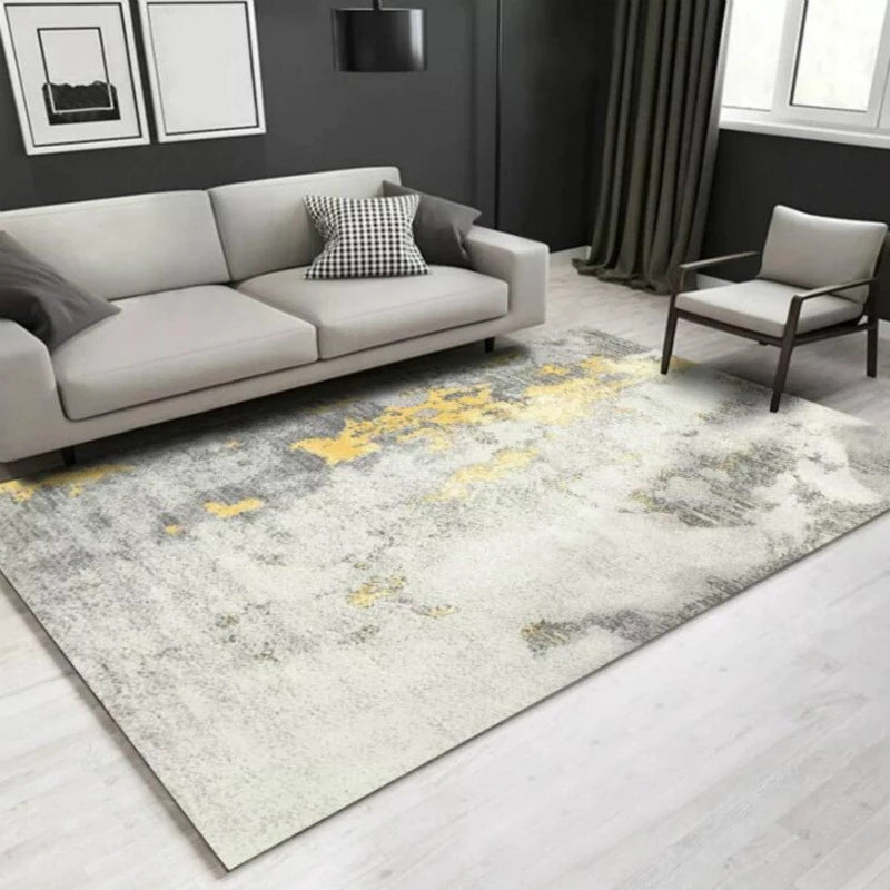 Beige/Grey Short Plush Rectangle Area Carpet