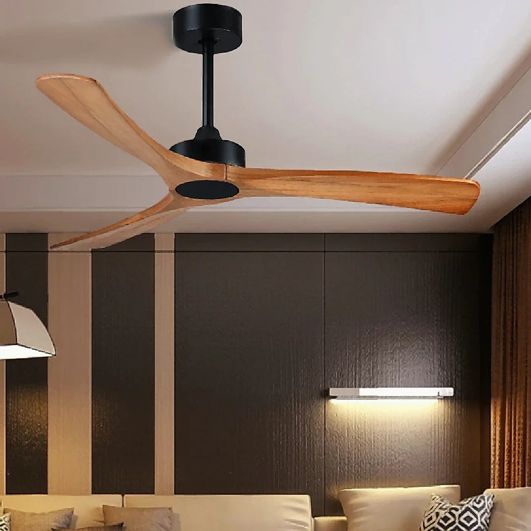 Barga | 60" European Styled Ceiling Fan with Lamp, Solid Wood and Remote Control