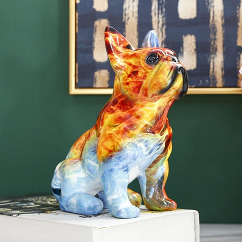 Ice Flaming French Bulldog Statue