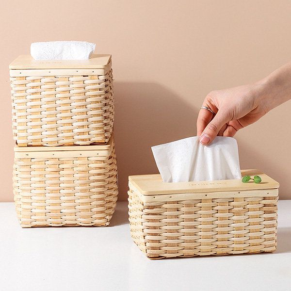 Rattan Tissue Box Decorative Organizer