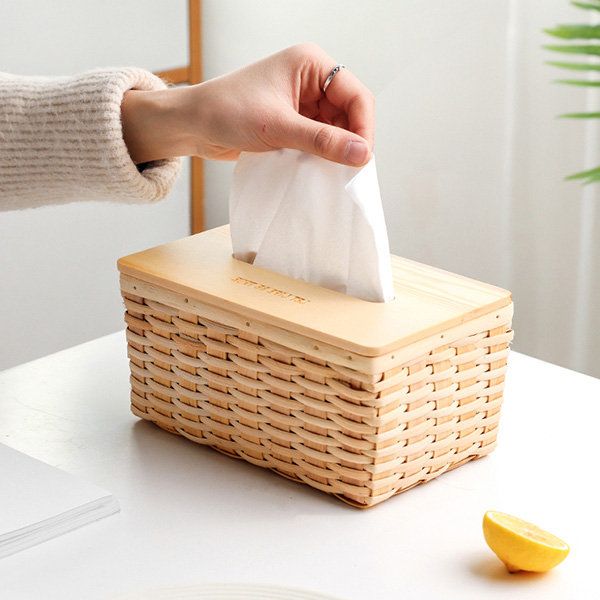 Rattan Tissue Box Decorative Organizer