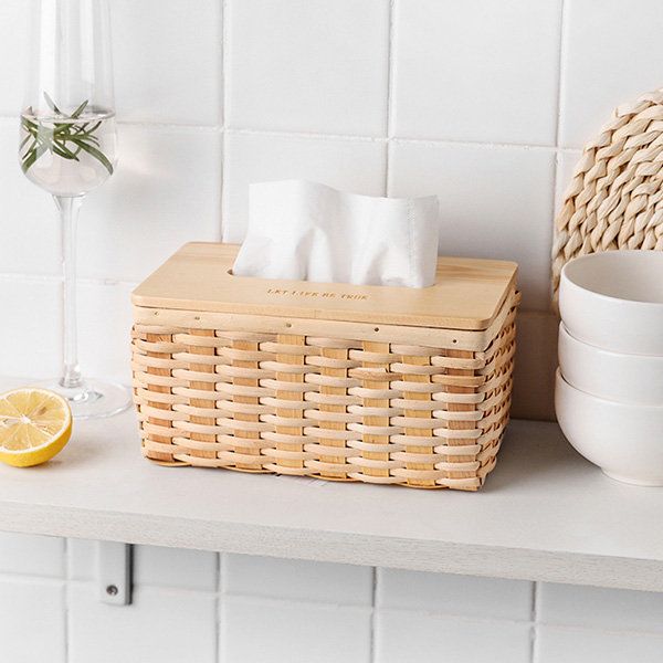 Rattan Tissue Box Decorative Organizer