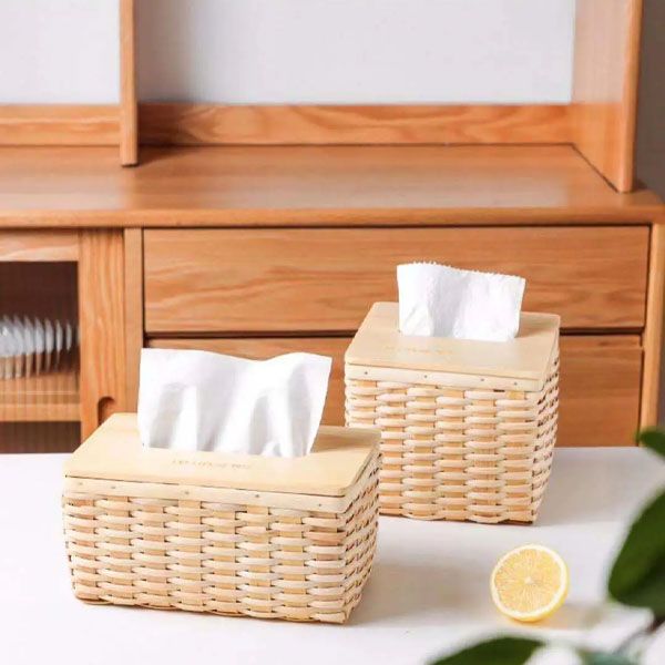 Rattan Tissue Box Decorative Organizer