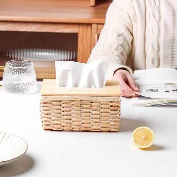 Rattan Tissue Box Decorative Organizer