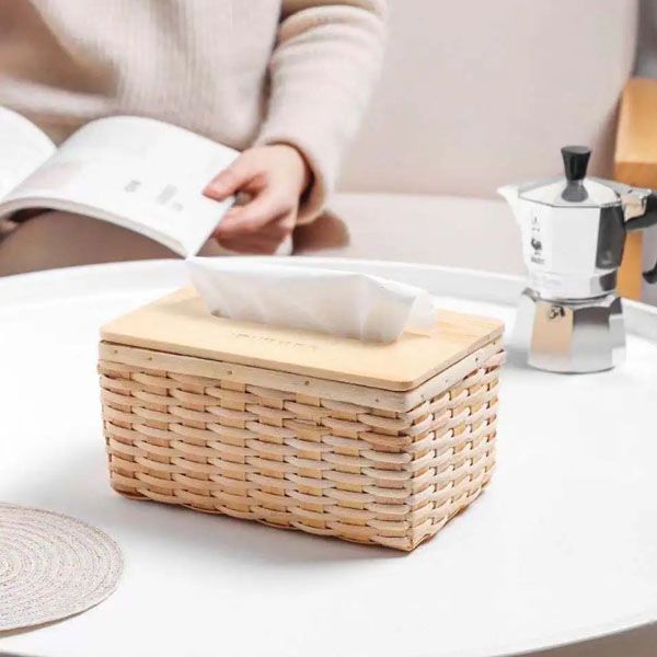 Rattan Tissue Box Decorative Organizer