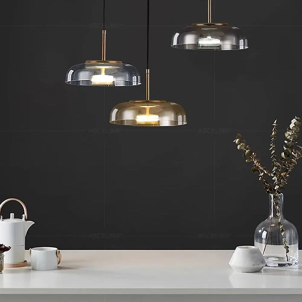 Transparent glass pendant lights