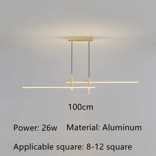 Modern Dining Table Led Chandelier Black Gold Minimalist for Kitchen