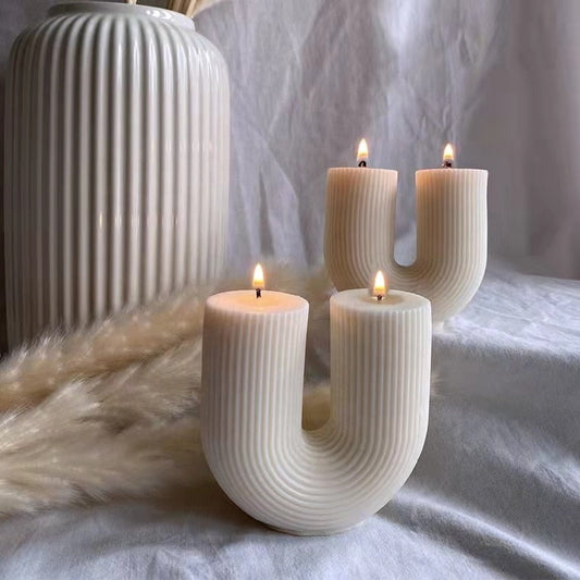 U-Shaped Geometric Natural Candle Bridge