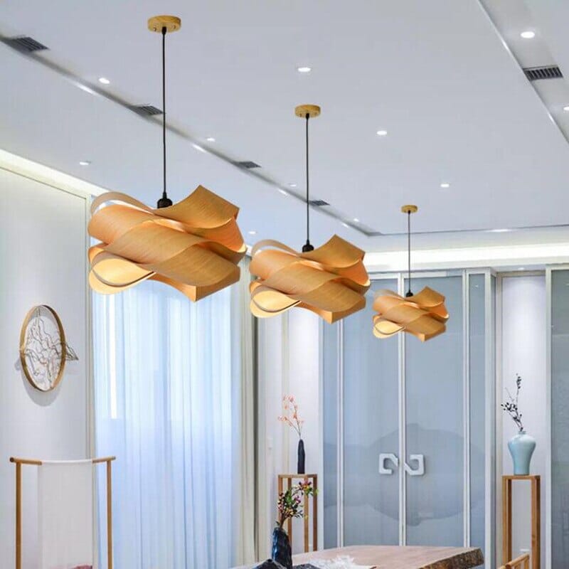 Wood Skin Pendant Light Fixture