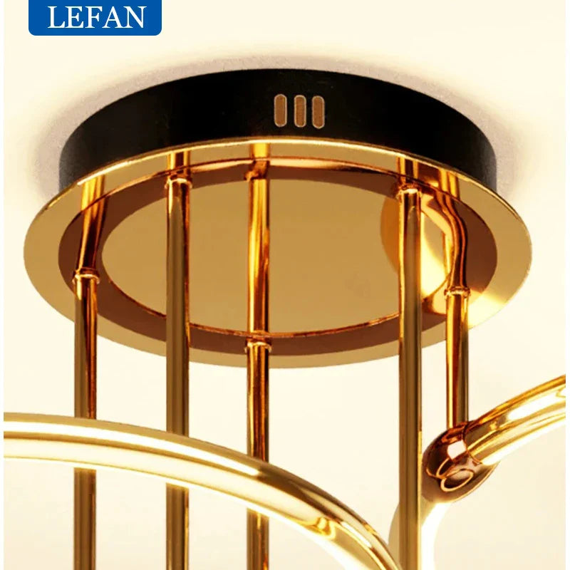 Modern minimalist led chandelier light luxury art gold circle