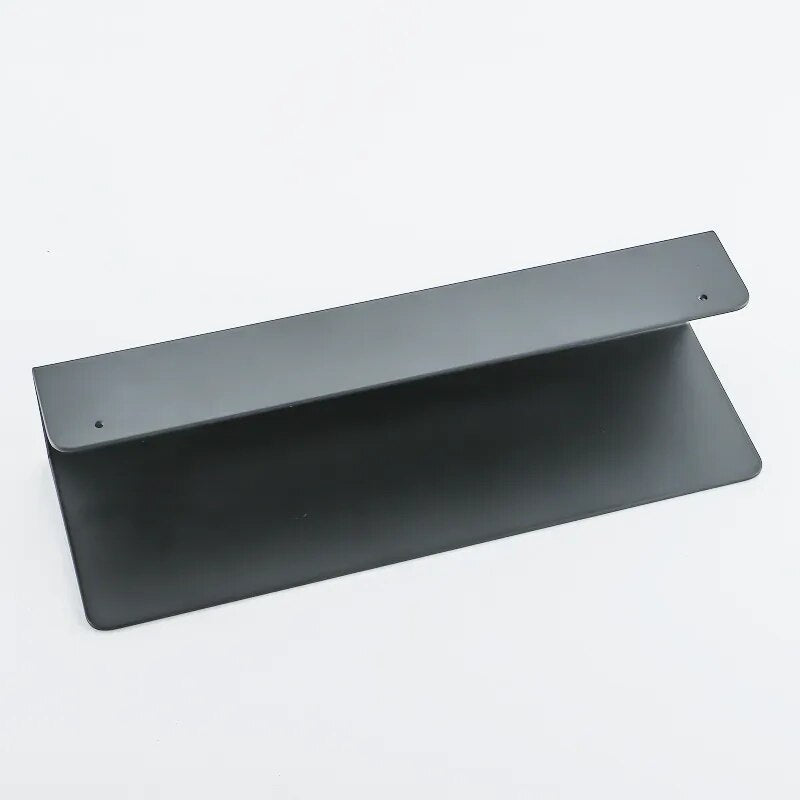 Black Aluminum Bathroom Organizer Shelf With Hooks