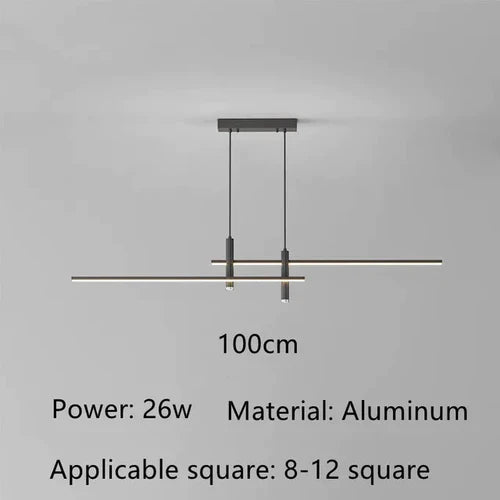 Modern Dining Table Led Chandelier Black Gold Minimalist for Kitchen