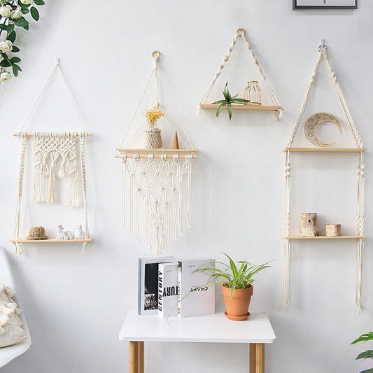 Macrame Wall Hanging Shelves Decor