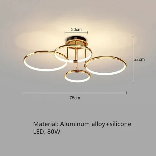 Modern minimalist led chandelier light luxury art gold circle