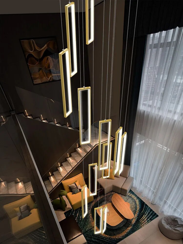 Minimalist Staircase Chandeliers Modern Lighting Fixtures in Loft