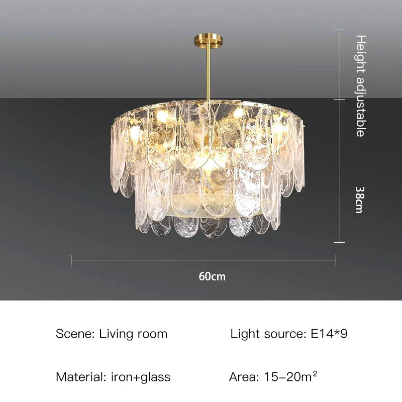 The Strand Gold LED Marble Crystal Glass Chandelier