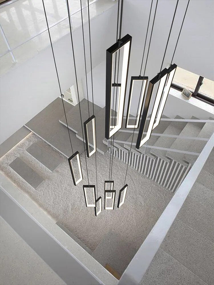 Minimalist Staircase Chandeliers Modern Lighting Fixtures in Loft