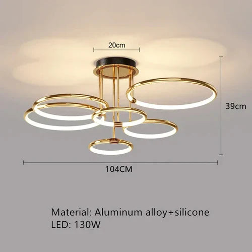 Modern minimalist led chandelier light luxury art gold circle