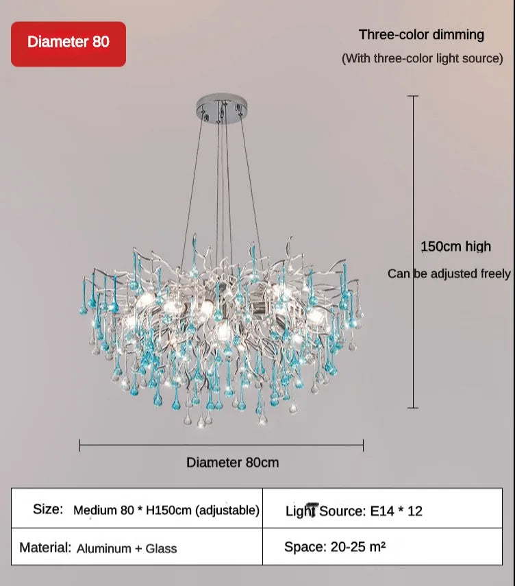 Blue Water Droplet Chandelier