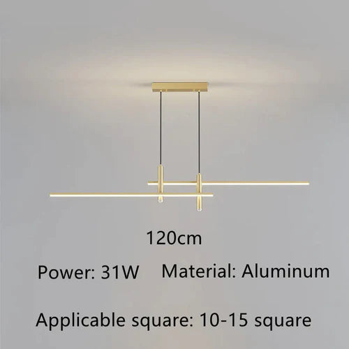 Modern Dining Table Led Chandelier Black Gold Minimalist for Kitchen