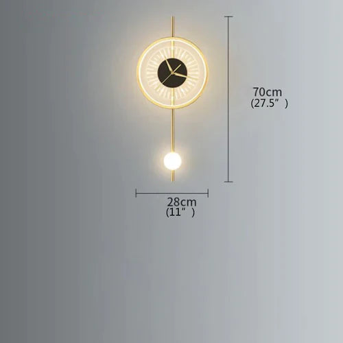 Modern Wall Clock Lamp Led Minimalist Art Creative Sconce with Clock