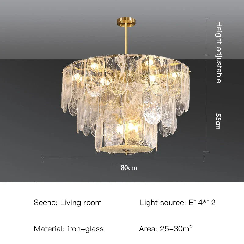 The Strand Gold LED Marble Crystal Glass Chandelier