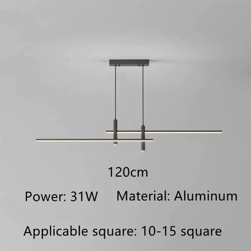 Modern Dining Table Led Chandelier Black Gold Minimalist for Kitchen