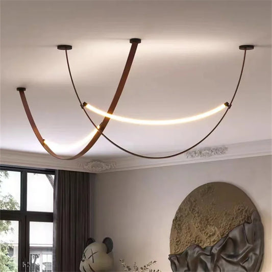 Vintage chandelier Nordic Designer leather light Stairwell Hall led