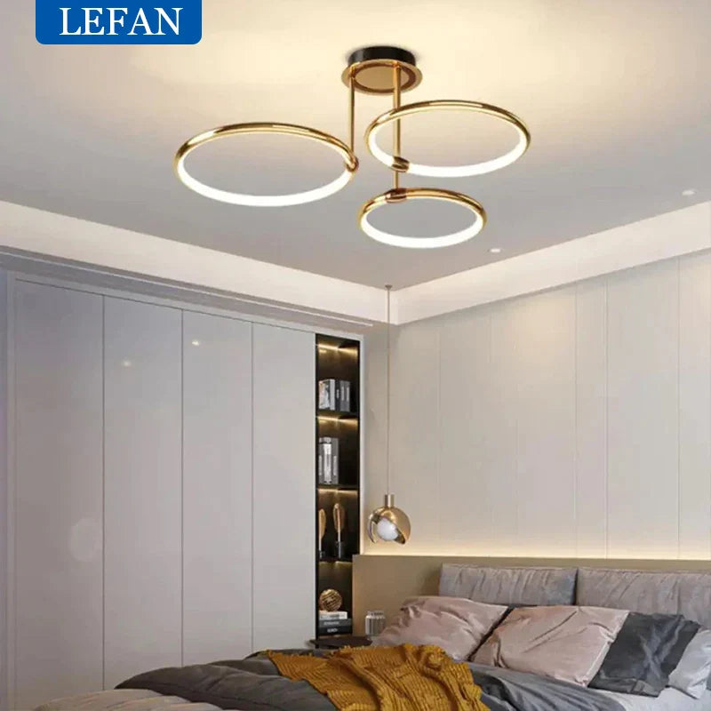 Modern minimalist led chandelier light luxury art gold circle