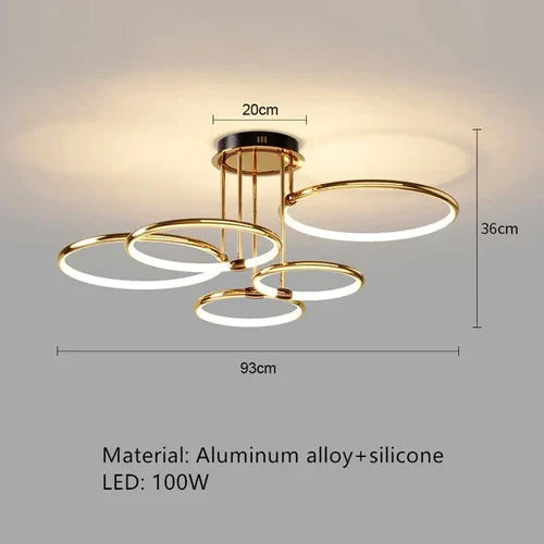 Modern minimalist led chandelier light luxury art gold circle