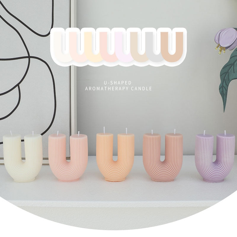 U-Shaped Geometric Natural Candle Bridge