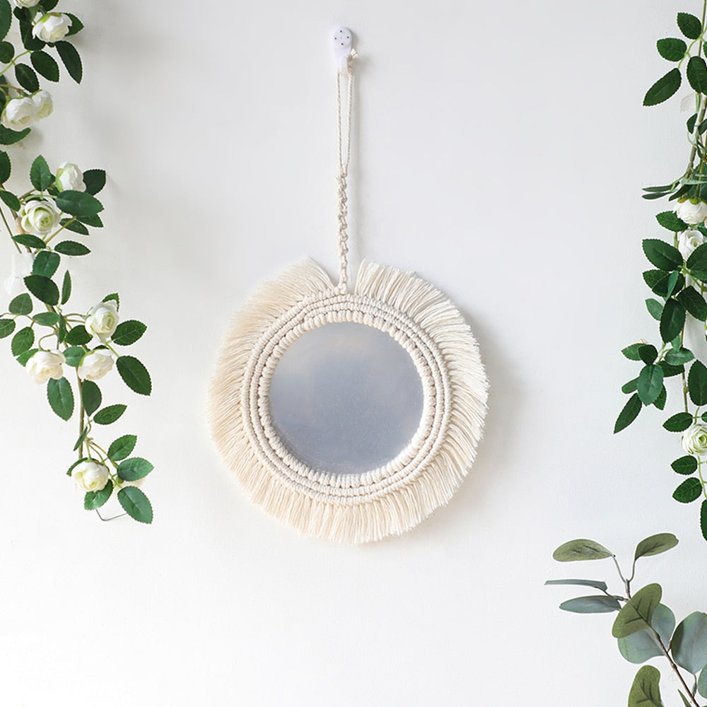 Boho Macrame Decor Round Mirror