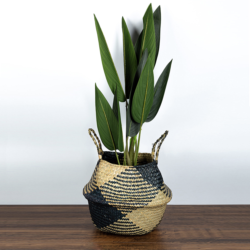 Seagrass geometric storage baskets