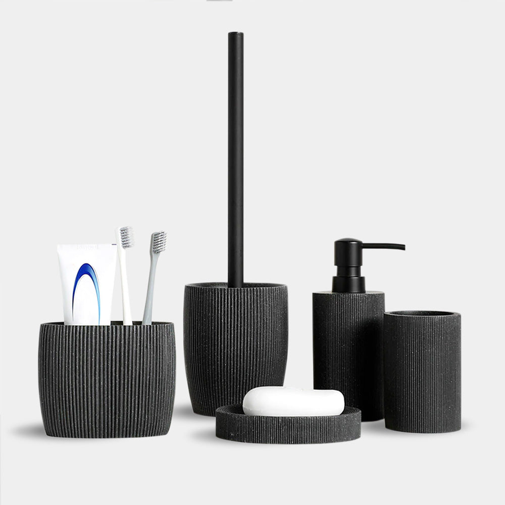 Matte Ribbed Bathroom Accessory Set