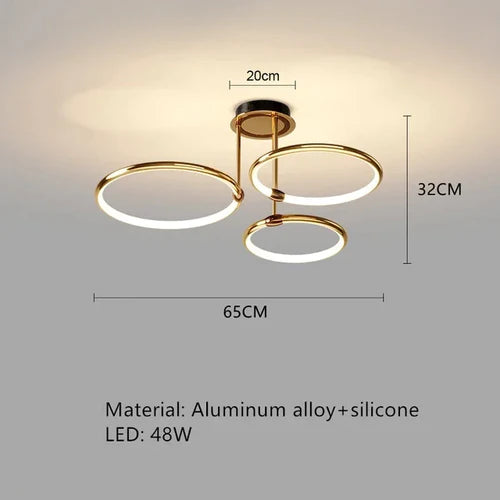 Modern minimalist led chandelier light luxury art gold circle