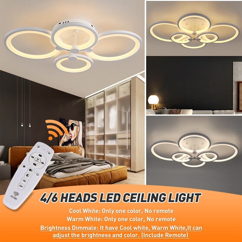 Modern Ring Acrylic Ceiling Lamp With Remote Control