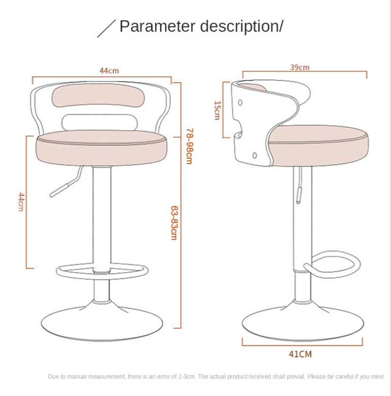 Metal Leg High Rotating Lifting Bar Stool Made of Leather